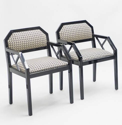 Rare paire chaises - paire, laquées