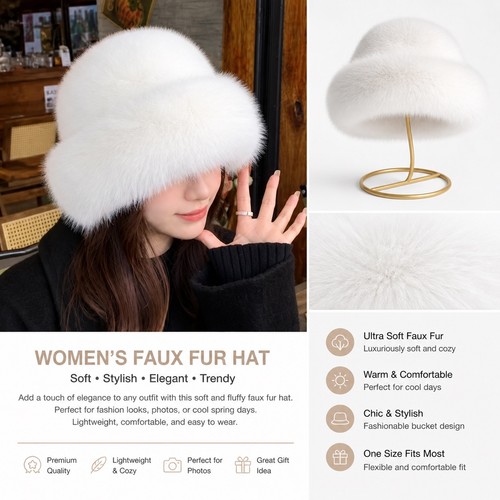 Women faux fur - fur, white