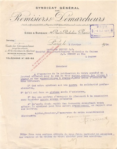 Facture 1914 remisiers - 1914, &