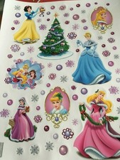 GRANDE PLANCHE D'AUTOCOLANTS/STICKERS DISNEY LES PRINCESSES NOËL - NEUF