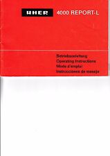 Mode D'Emploi / Fonctionnement Instructions pour Uher 4000 RAPPORT-L