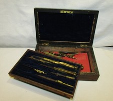 BOITE A COMPAS ANCIENNE EN BOIS  19ème siècle