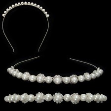 serre tête Diadème Mariage Mariée crista perles BLANC blanches