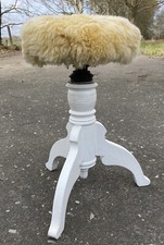 Haut De Gamme Piano Tabouret Musique Antique Blanc Shabby Chic 32 Cm De Diamètre