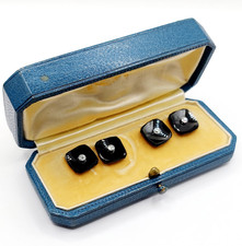 Boutons de manchettes antiques or 18k onyx et diamants (circa 1910)