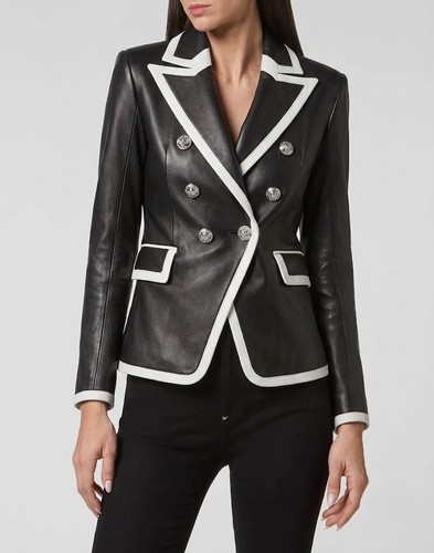 Blazer femme cuir noir - en,