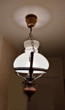 Lustre vintage bois et laiton