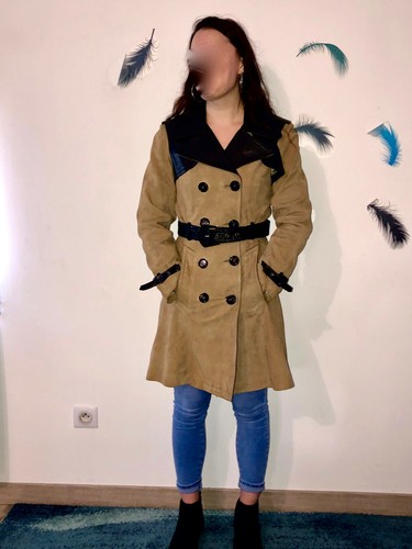 Manteau cuir peau camel - cuir,