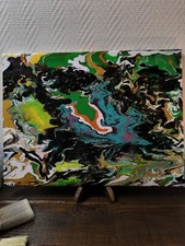 Peinture pouring 40*30 sur toile 100% coton qualité "Mont Marte"