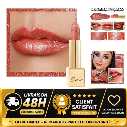 Rouge lèvres métallique - rouge, à