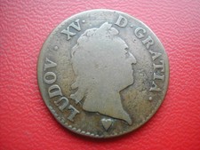 LOUIS XV SOL DE CUIVRE VIEILLE TÊTE 1771 BB STRASBOURG