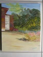 TABLEAU HUILE ORIGINAL  CABANON FOND DU JARDIN