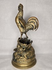 Ancienne  sculpture en Bronze  Jules Moigniez Coq Renard Pyrogène