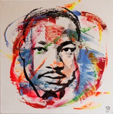 martin luther king  TABLEAU pop street art graffiti PyB french painting canvas