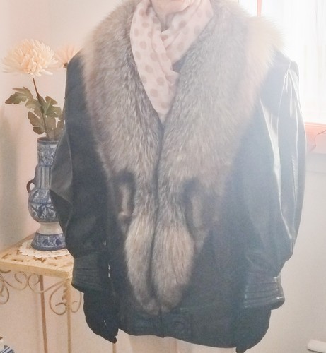 Veste noire cuir véritable - veste, en