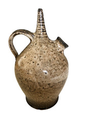 Cruche chevrette gargoulette vintage terre cuite poterie signée a identifier