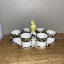 Ancien Service À Œufs Plateau 6 Coquetiers Porcelaine Limoges Déco Frise Oiseaux