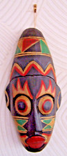 MASQUE ( tête ) AFRICAIN en BOIS SCULPTE Beau Décor Mural Ethnique