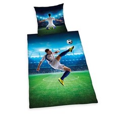 YOUNG COLLECTION Parure de Lit Réversible Football Housse de Couette 135 x 20...