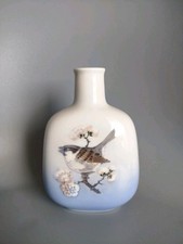 Vase Porcelaine Royal Copenhagen Denmark Décor 4878 Oiseau Moineau 