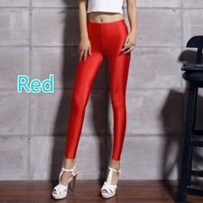 Femme Leggings Étroit Brillant Crayon Pantalon Extensible Sport Yoga Fitness
