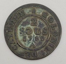 LOUIS XVI - CAYENNE  2 sous 1789 A   -  Superbe état