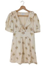 REISS Robe portefeuille Dames Robe T EU 34 crème style décontracté