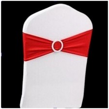 10 Noeuds de chaise mariage - En lycra rouge - Boucle strass