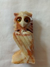 Jolie statuette en forme de Chouette/Hibou en Pierre (Onyx?)