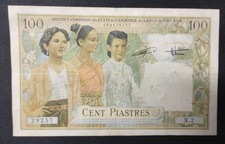 Rare Indochine française billet 100 piastes type 1954 Pick-108