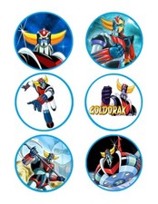 Goldorak.  Décoration comestible. Azyme. Lot de 2x 6 disques diamètre 7,5cm.