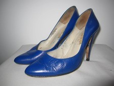 Escarpin Chaussure La Botterie vintage talon haut aiguille Bleu Paris Cuir - 37