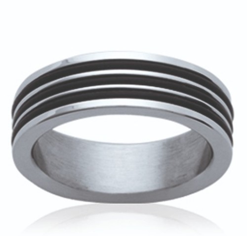 Bague anneau acier noir