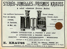 PARIS ( ALBOUY ) JUMELLES E. KRAUSS / PUBLICITÉ 1909