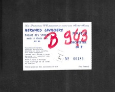 RARE / TICKET BILLET CONCERT - BERNARD LAVILLIERS : LIVE A PARIS ( FRANCE ) 1980