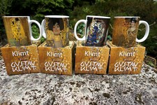 RE0397 B  LOT DE 4  CHOPE TASSE MUG  KLIMT  PEINTURE   CERAMIQUE  