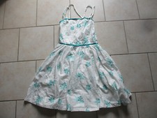 robe été cérémonie à bretelles Charlie 14 ans 164 cm blanche fleurs vertes