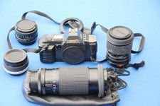 Canon T70 + 3 objectifs (50 mm f/1.8, Tokina 80-200, Sigma 35-70) + doubleur