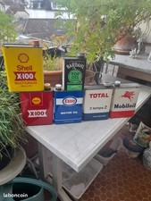Lot bidons huiles shell bardhal esso total mobiloil idéal déco plaque émaillée