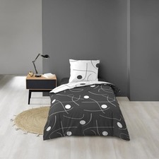 Parure de Lit 2 Pièces Réversible "Sonate" 140x200cm Gris