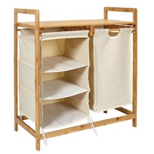Meuble à Linge Rangements "Bambou" 77cm Beige