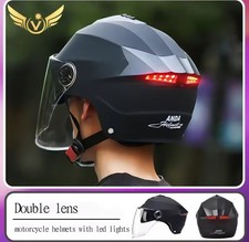 Casque Scooter Double Visière Lumière Led Lunette protection Trotinette Motocycl