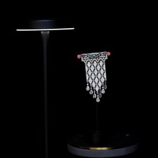 Broche Tassel Serti CZ Blanc Bleu Opale Rouge Rhodié Art Deco Vintage Style SA11