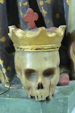 Statue religieuse Ancienne Saint François Borgia Vanité Memento Mori 17 ème rare