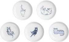 Mignon Chats Plaque, Japense Plat Mino Céramique, Bleu, Sushi Soja Source Set 5