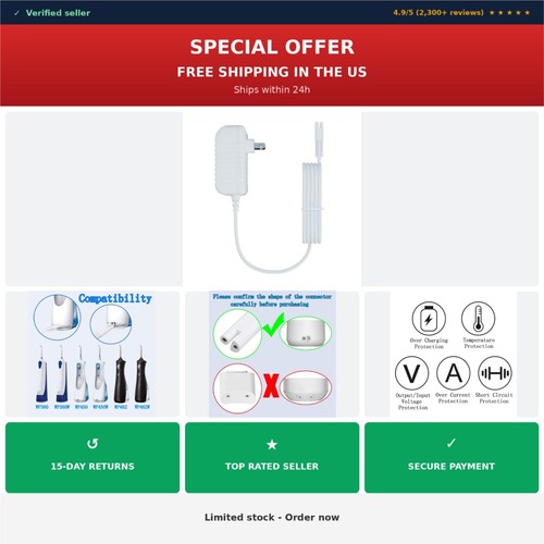 Charger for waterpik wp360 - charger,
