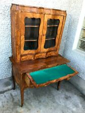 Ancien BONHEUR DU JOUR Louis XV secrétaire vitrine galbe marqueterie