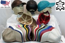 Neuf 100% Véritable Cuir D'Agneau Casquette Baseball SPORTS Visière 40 Couleurs