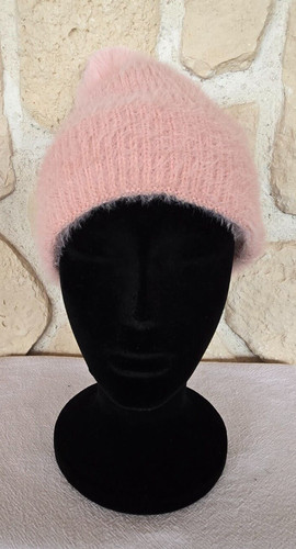 Bonnet rose doublé polaire