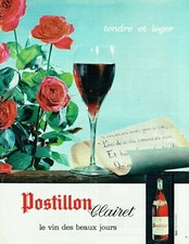  Publicité Advertising 0222  1963  vin des beaux jours Postillon Clairet tendre